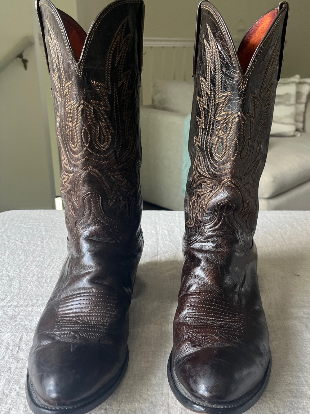 Lucchese Classic Cowboy Boots Men’s 13 D Brown Goat Leather USA H1556R